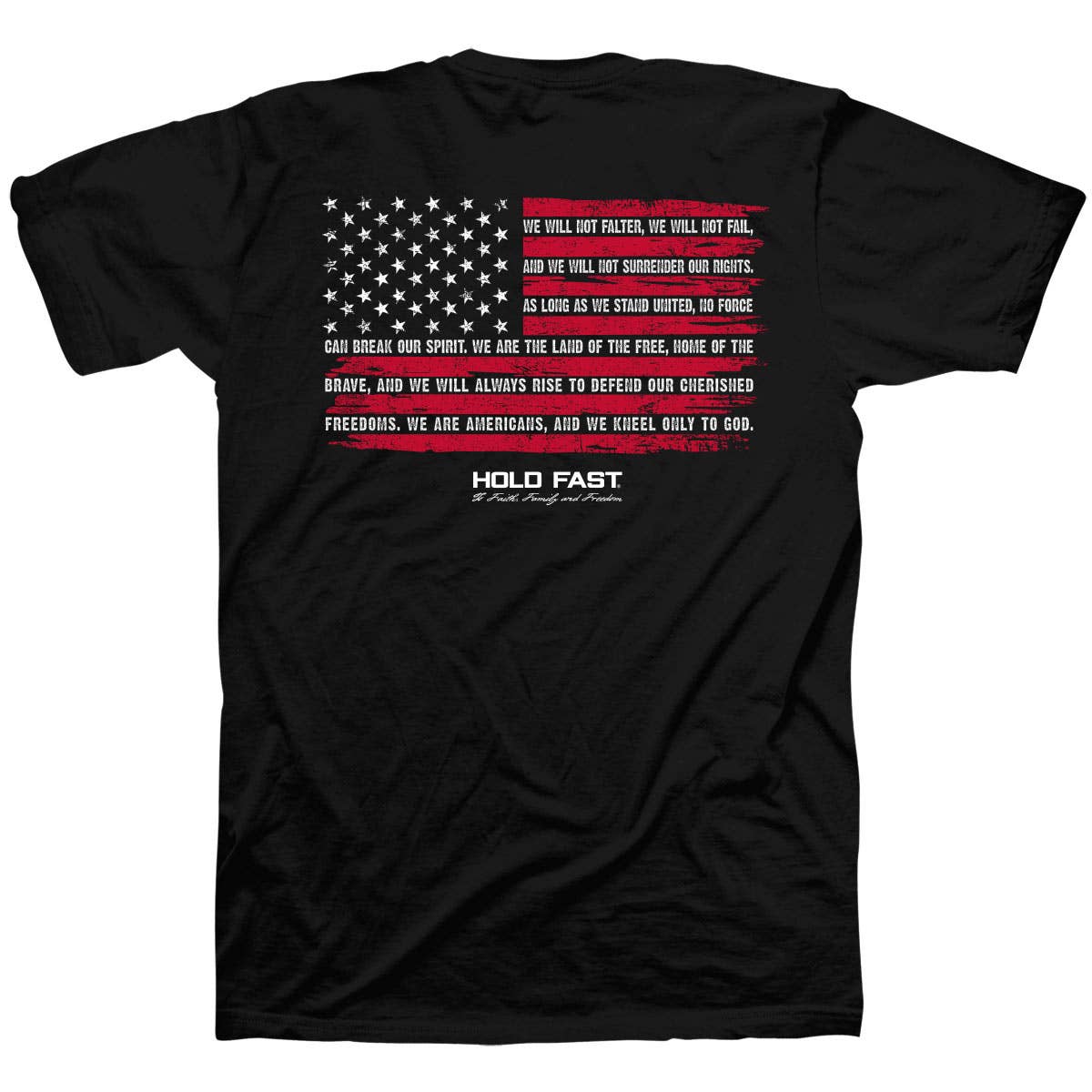 Black Hold Fast 'We Will Not Falter' Mens T-Shirt-105042
