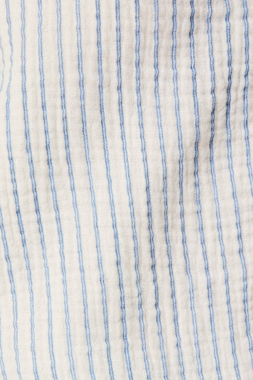 Blue and White Stripe Gauze Button Down Top