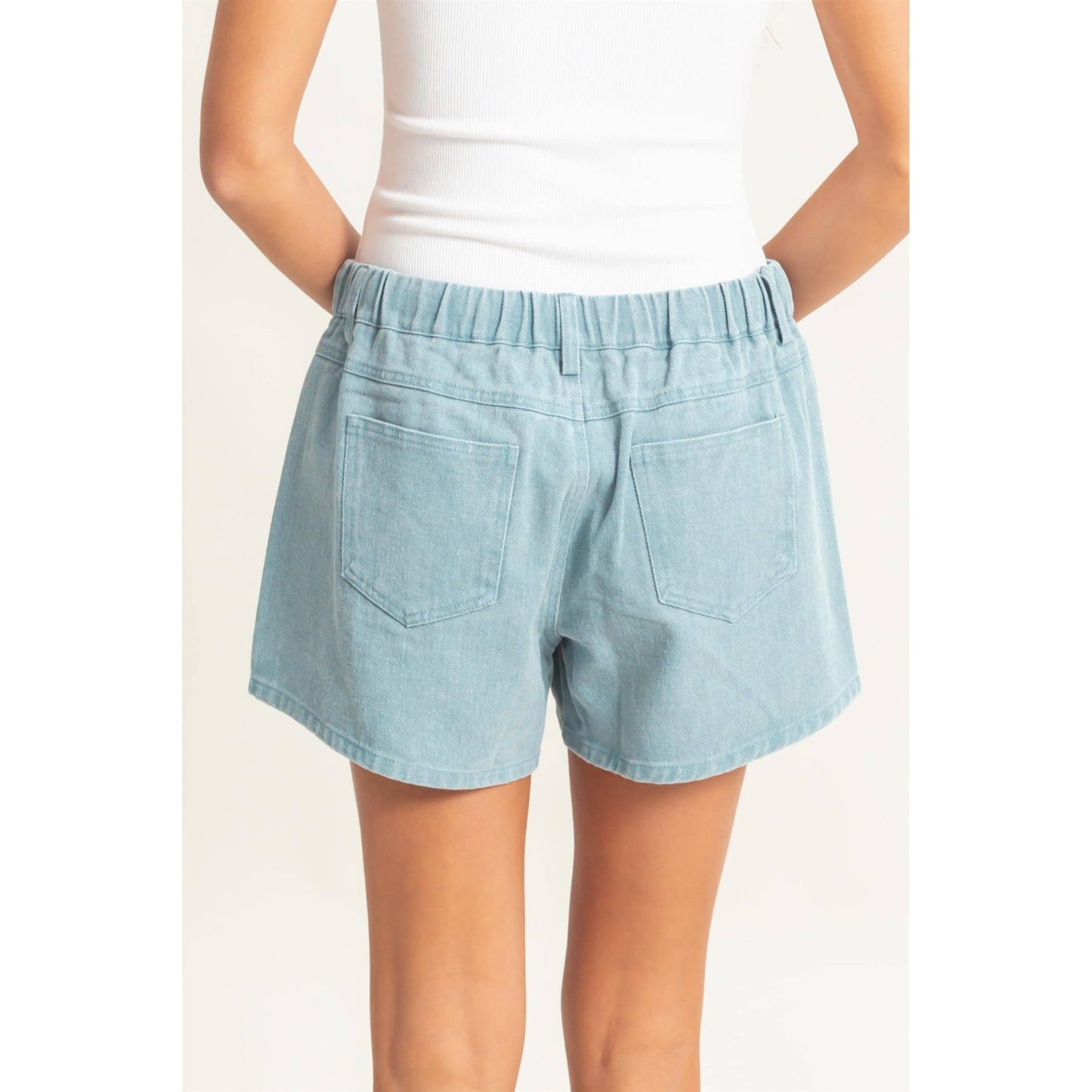 Light Blue Pocked Detail Summer Shorts