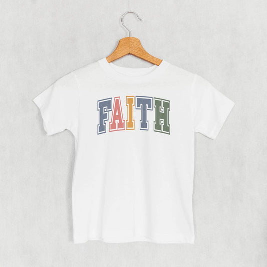 White "Faith" Collegiate Kids/Toddler Tee- 101919