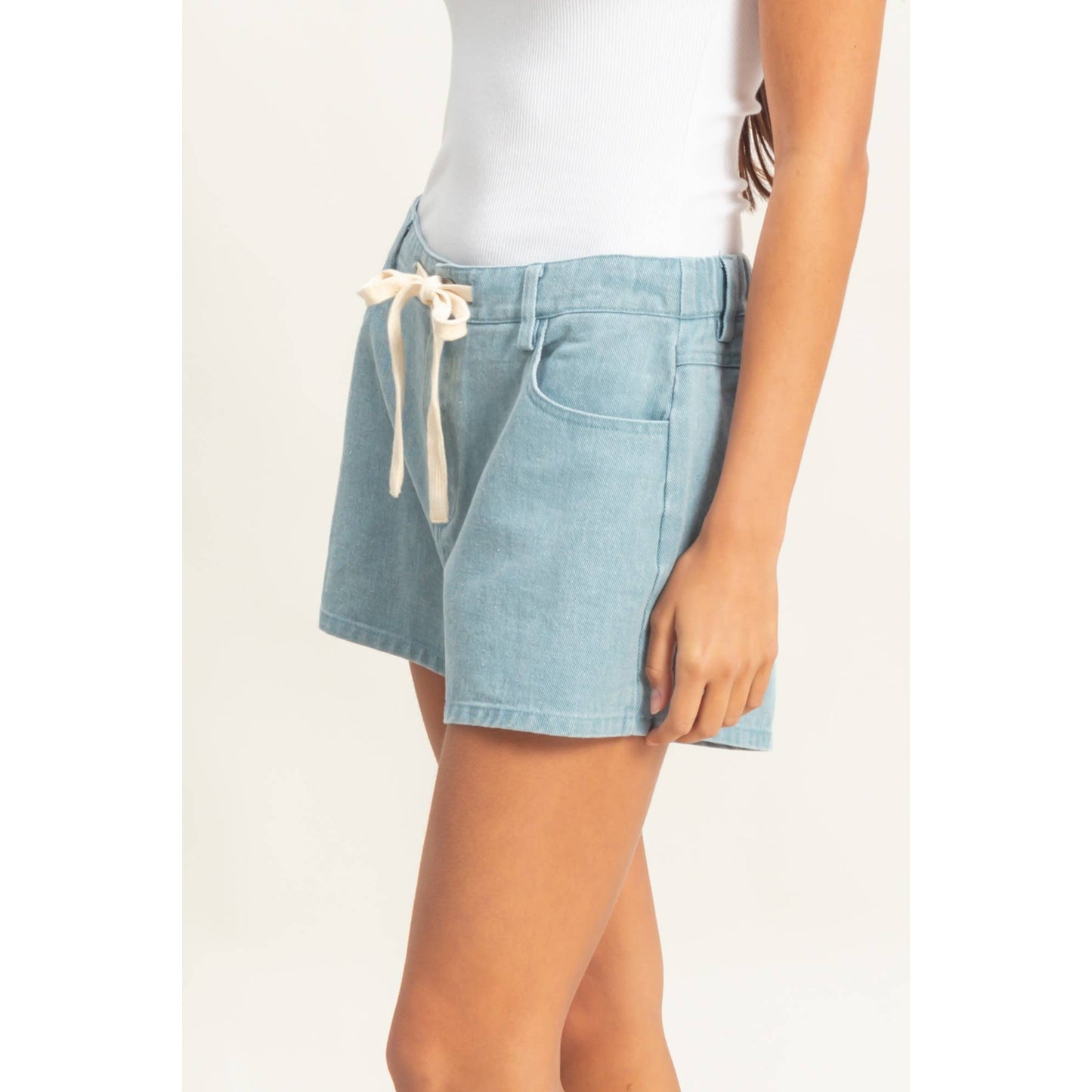 Light Blue Pocked Detail Summer Shorts