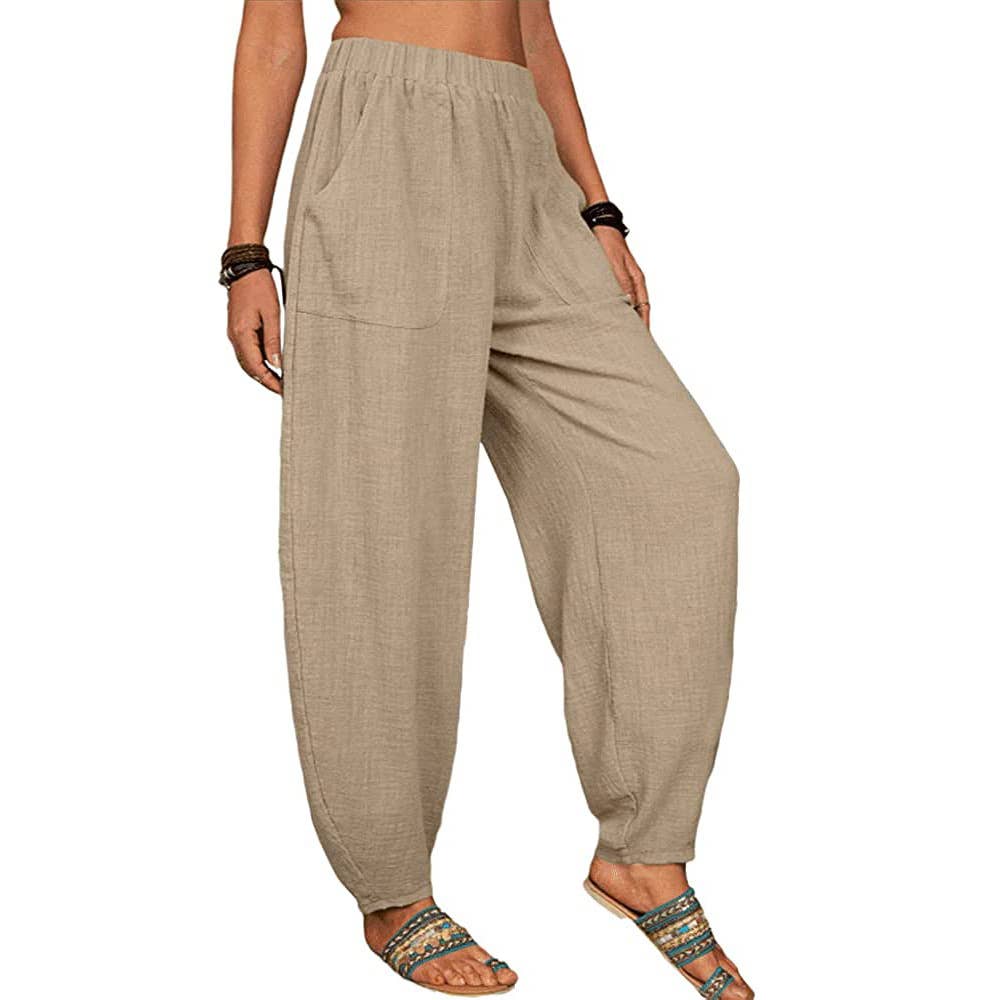 Khaki Cotton Blend Harlan Pants - 131435