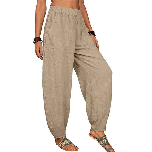 Khaki Cotton Blend Harlan Pants - 131435