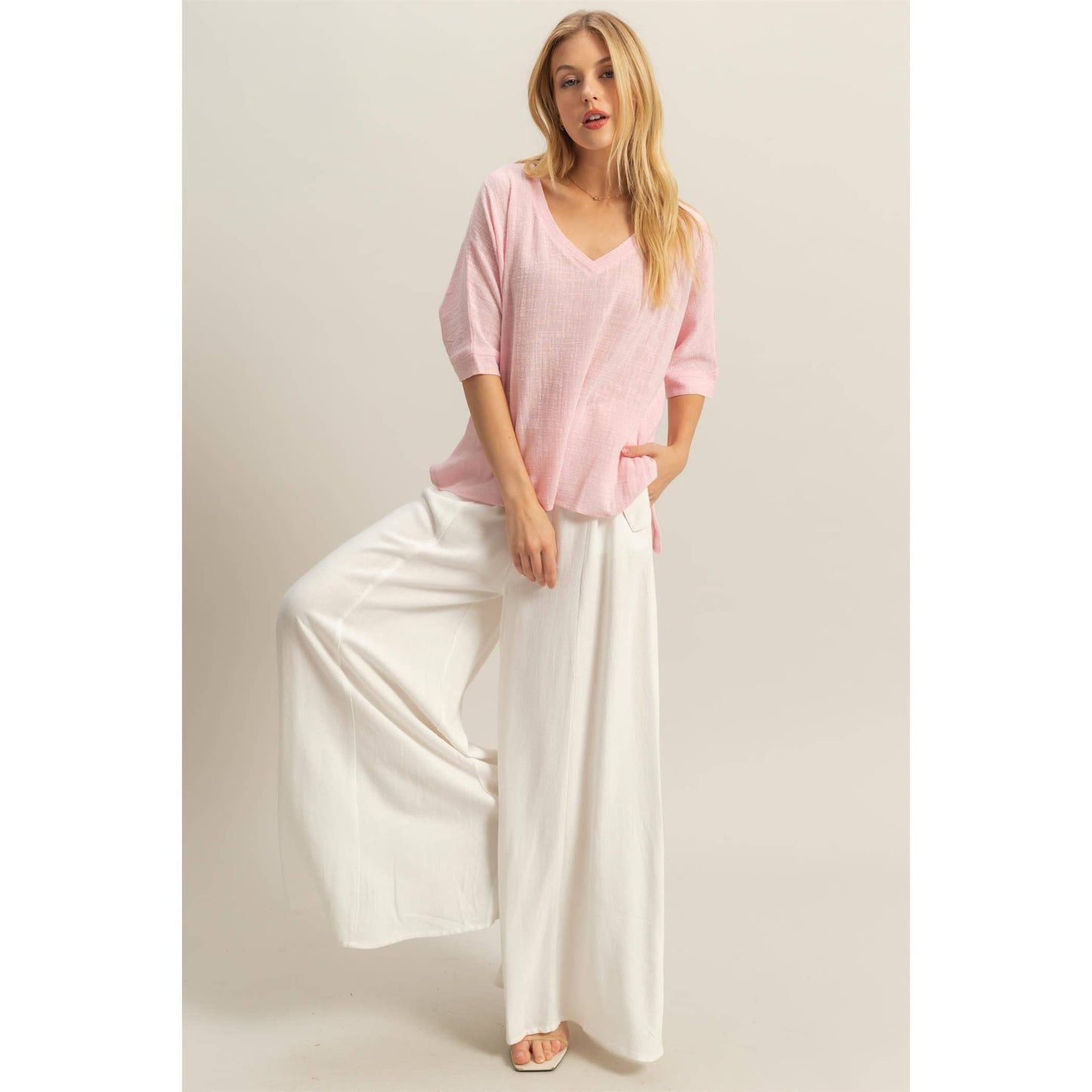 Pretty in Pink Oversized Semi-Sheer Cotton Top-145035