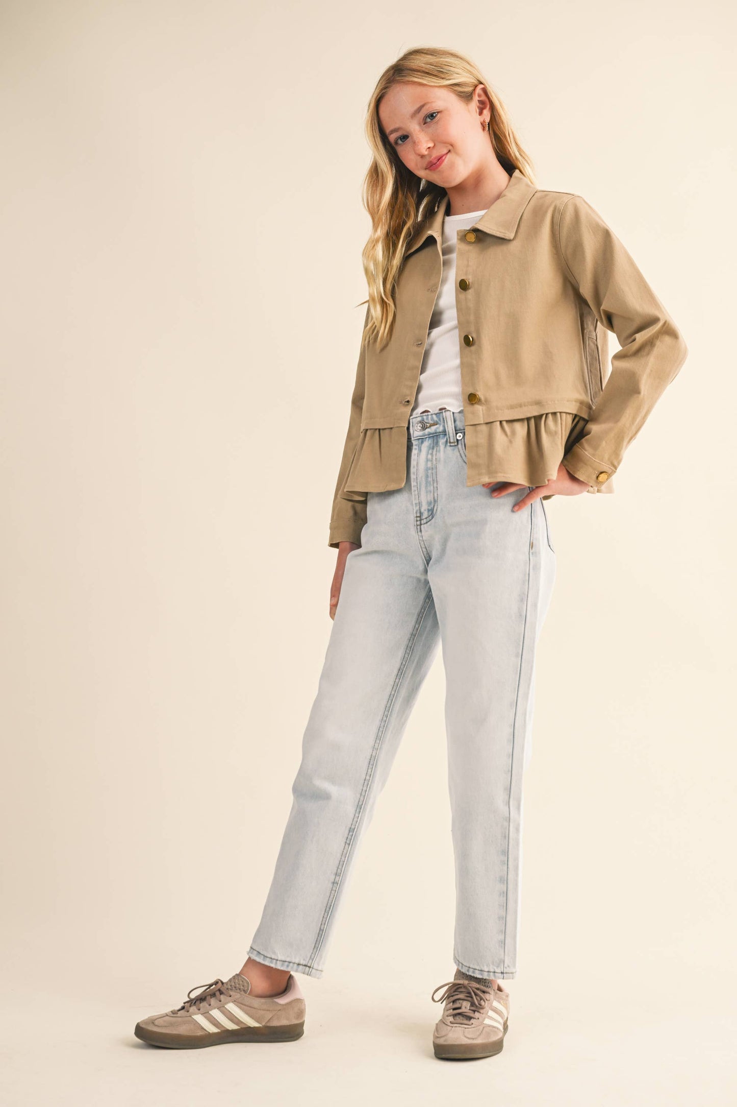 Khaki Cropped Tulip Bottom Field Jacket