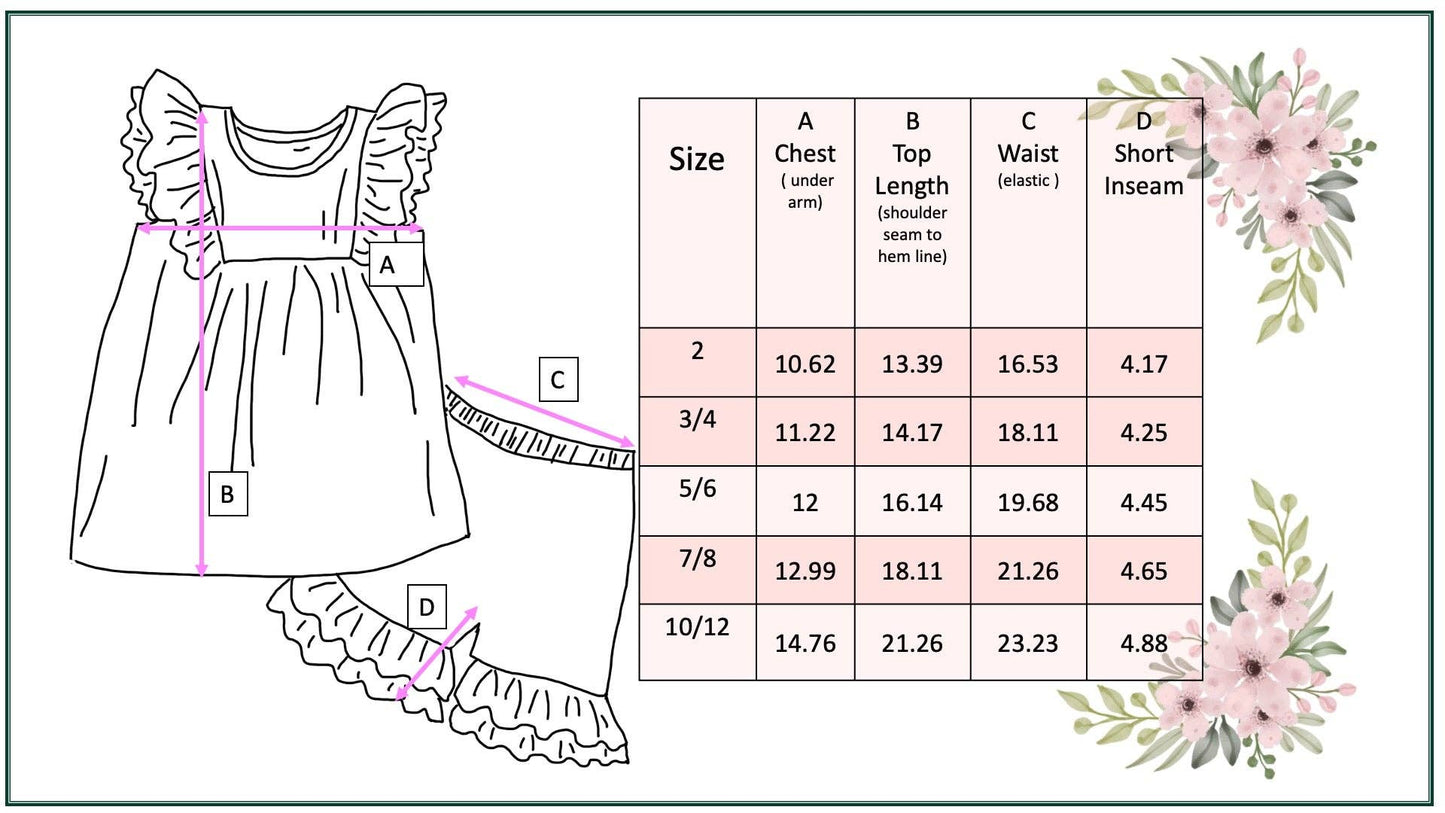 Girls Blush Ruffle Top and Floral Ruffle Short Set-171538