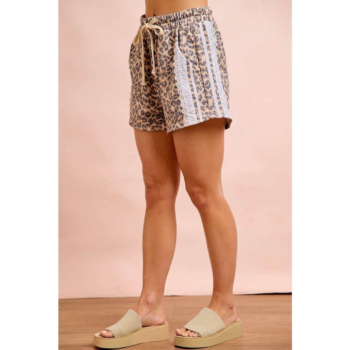 Leopard Print Terry Side Shorts-111938