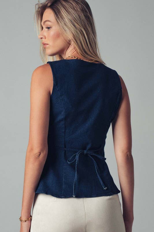 Dark Denim Structured Vest - 211333