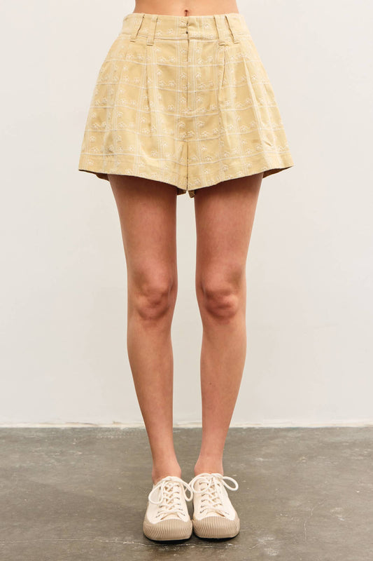 Yellow Pintuck Shorts- 112450