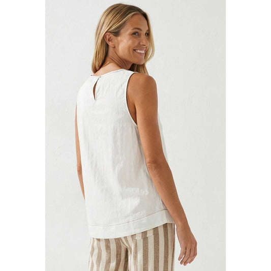 Cream with Beige Stitch and Pocket Top - 149848