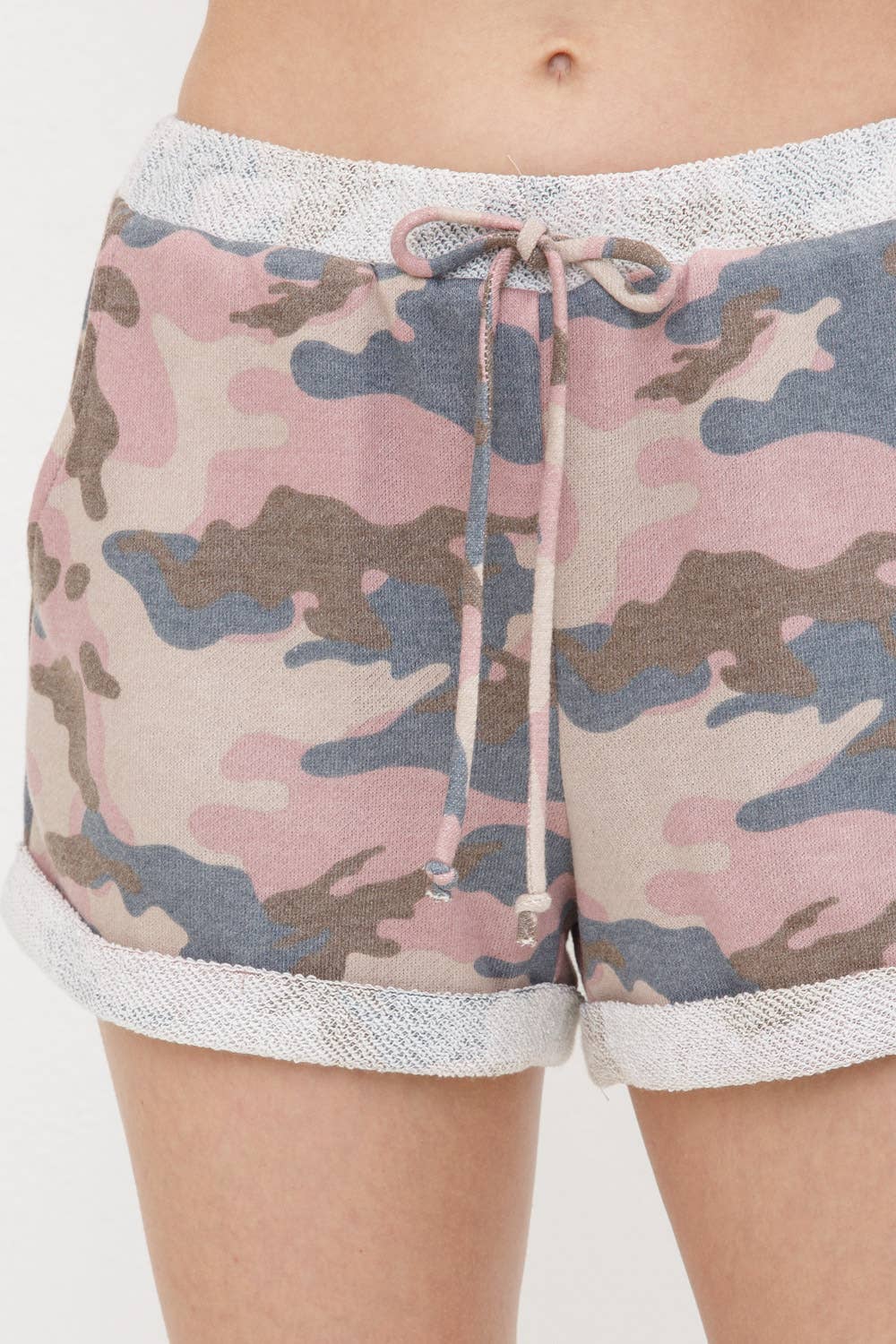 Pink Camo Terry Lined Shorts-113866