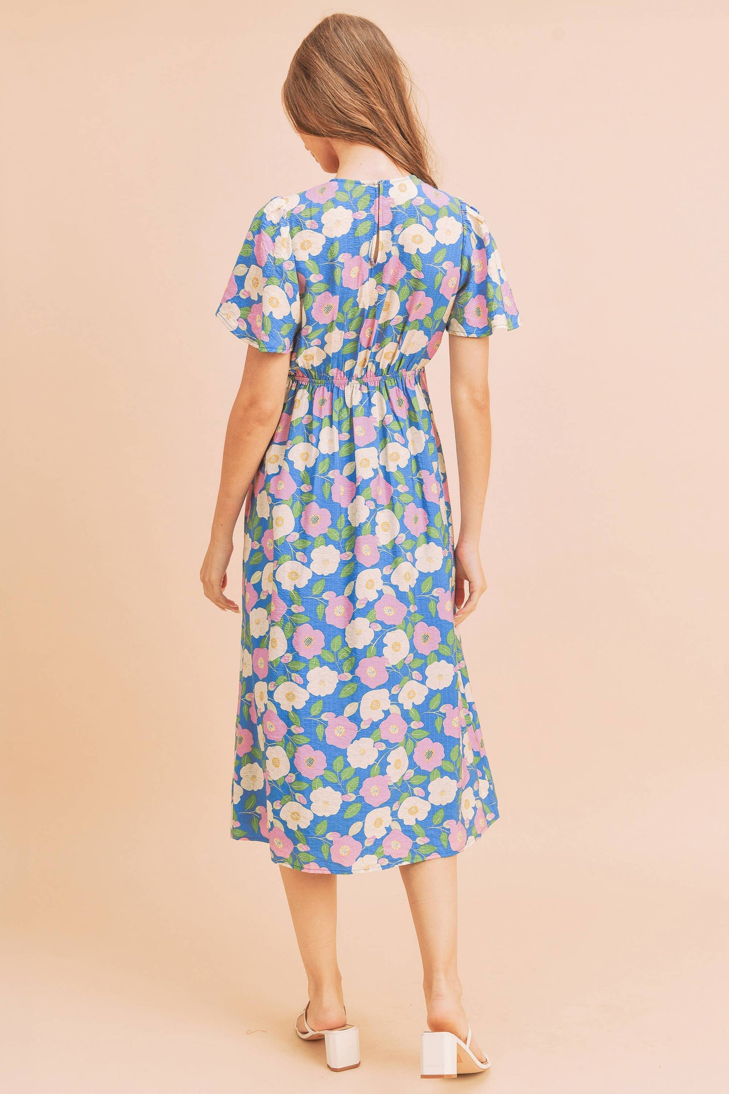 Blue w/ Pink Floral Inessa Dress-124109