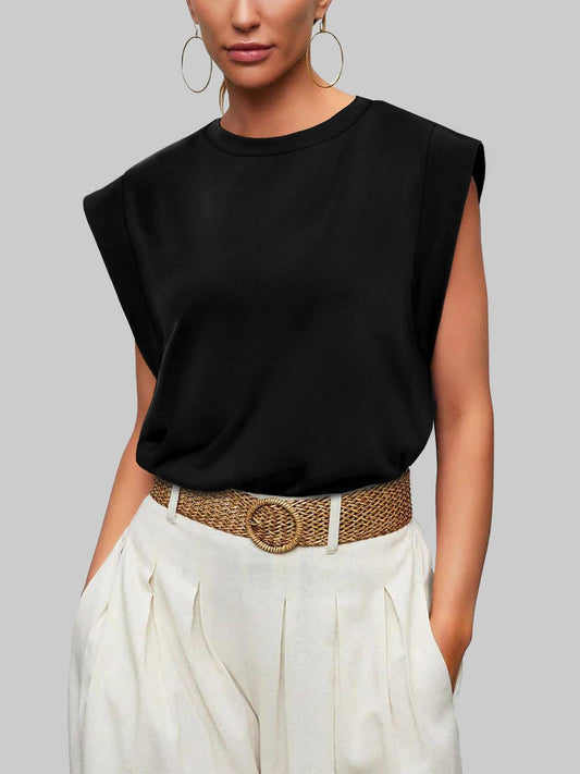 White / Black Round Neck Square Fit Loose Tank Top