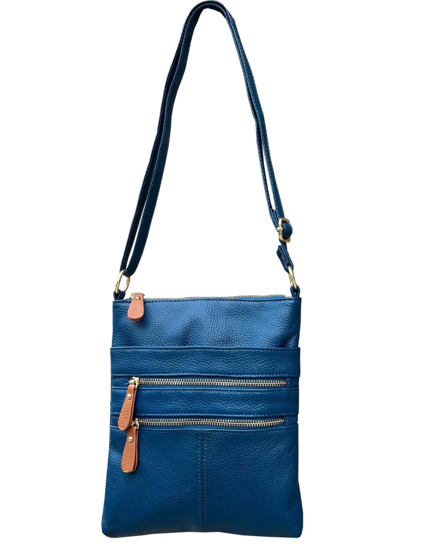 Black or Blue Leather Crossbody with Multiple Compartments