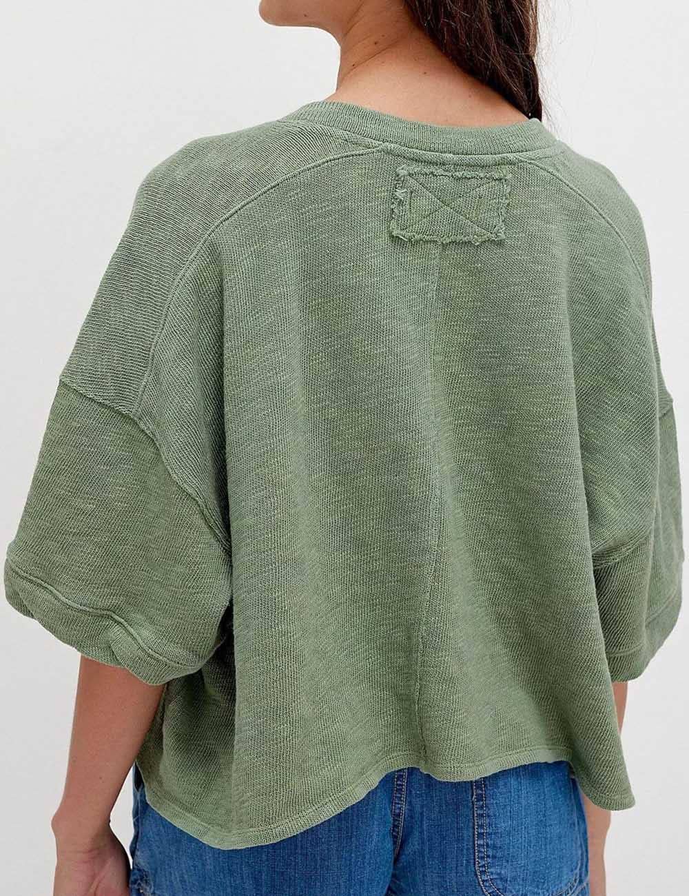 Sage Midi Sleeves Knitted Summer Cardigan- 150205