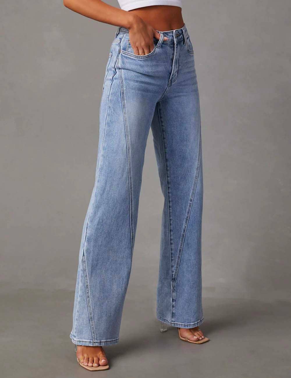 Denim Blue Straight Leg Daily Jeans-131543