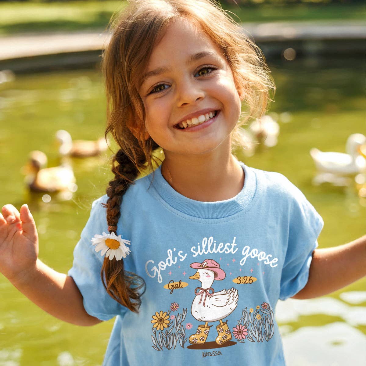 Light Blue 'Silly Goose' Kids T-Shirt-108655
