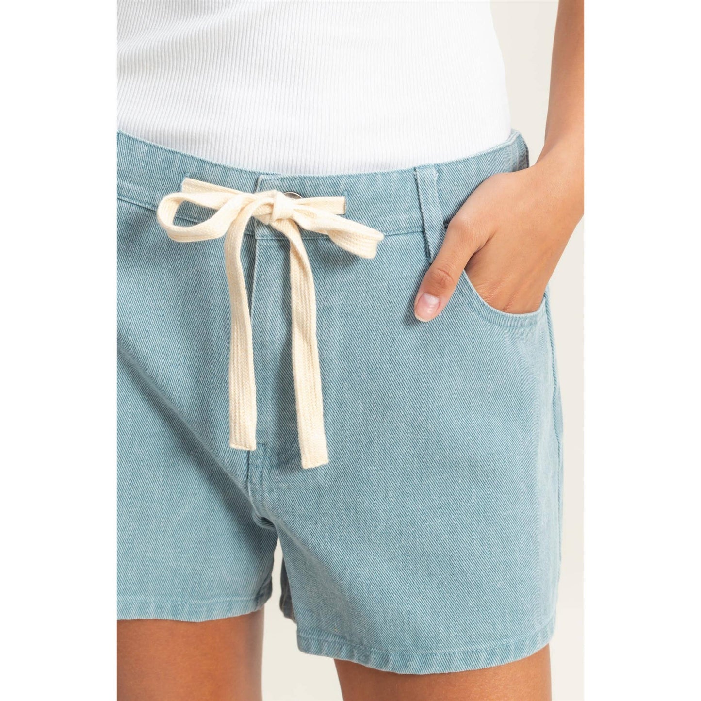 Light Blue Pocked Detail Summer Shorts