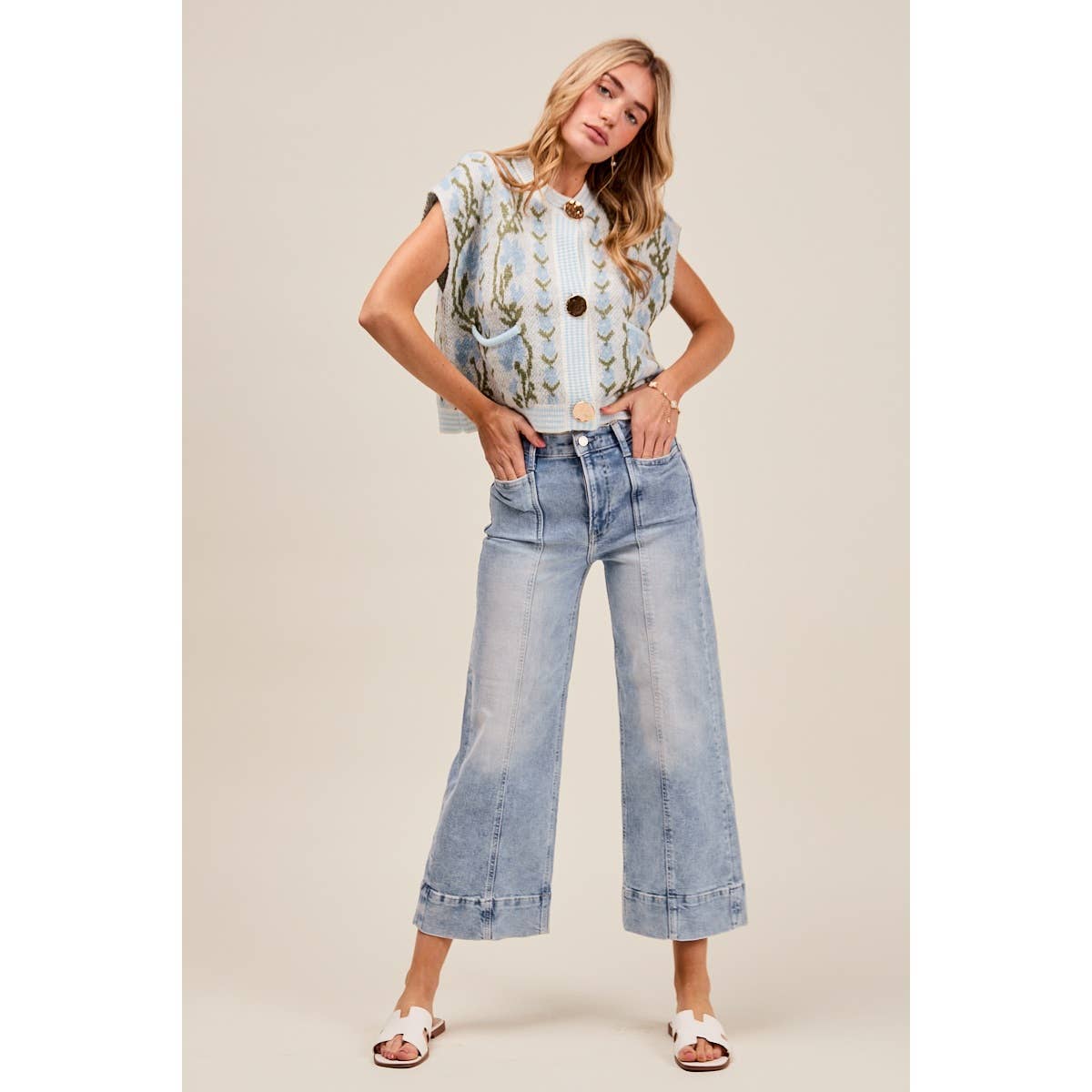 Light Denim Wide-Leg Jeans-138513