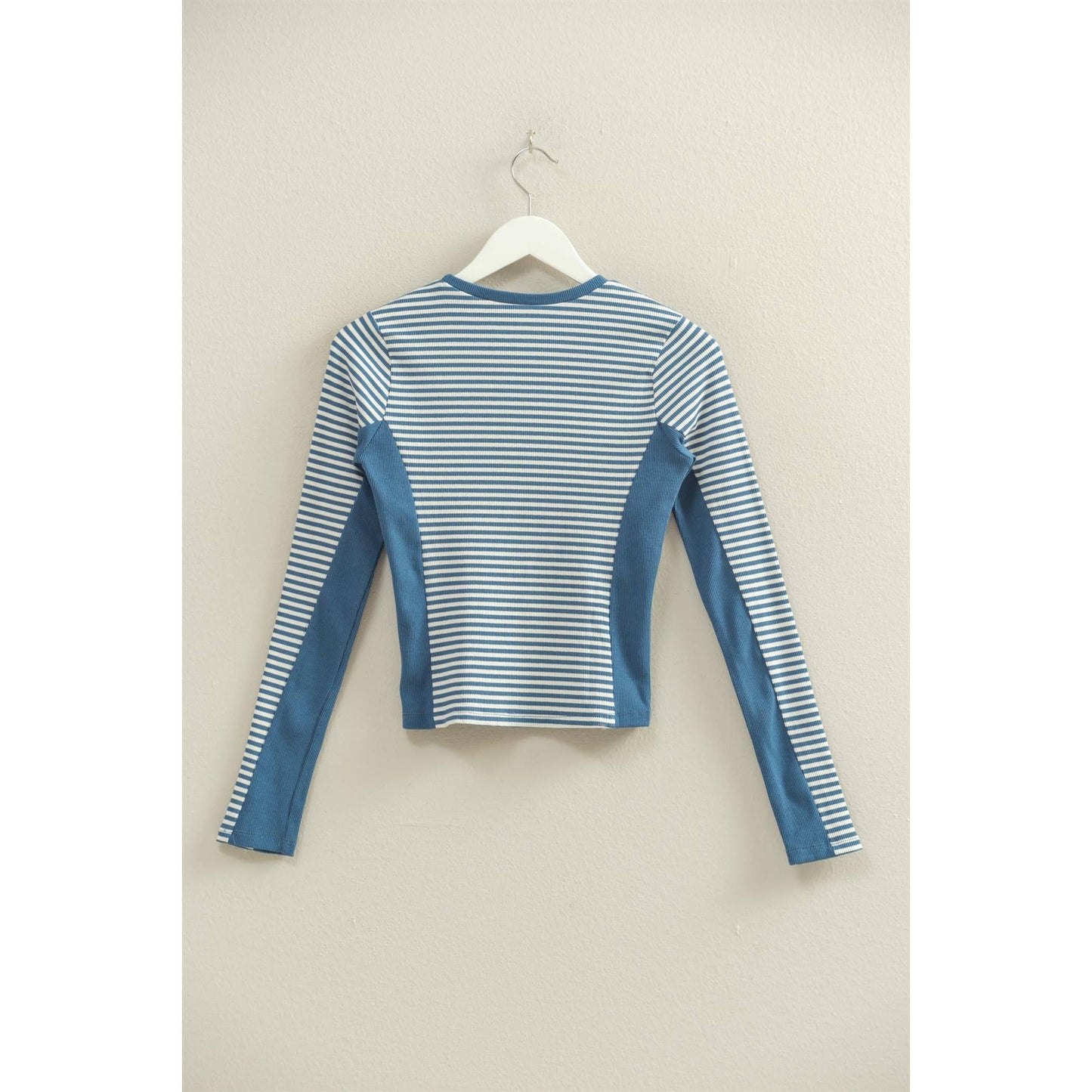 Blue and White Striped Long Sleeve Top- 142506