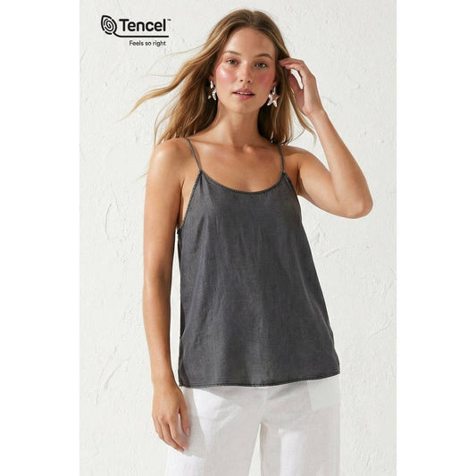 Black Tencel Racer Back Cami-147922