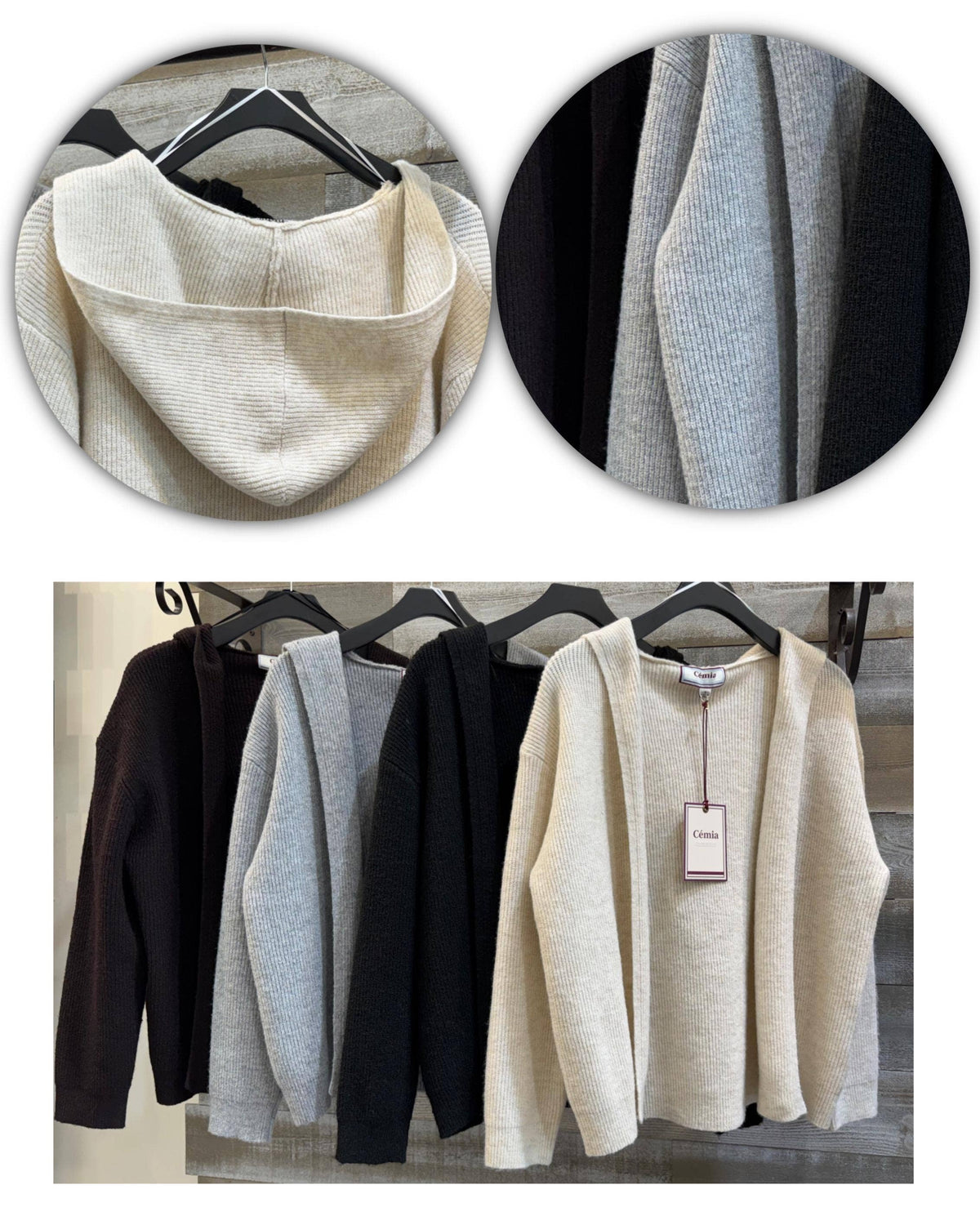 Ivory Hooded Knit Sweater-150179