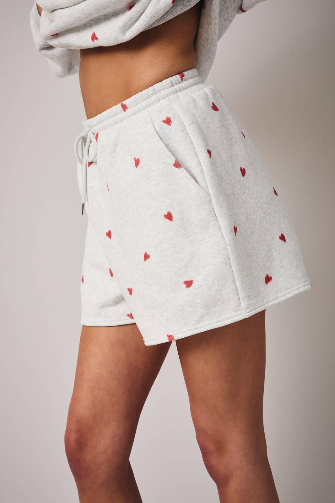 Gray w/ Red Sweet Heart  Sweat Shorts - 112053