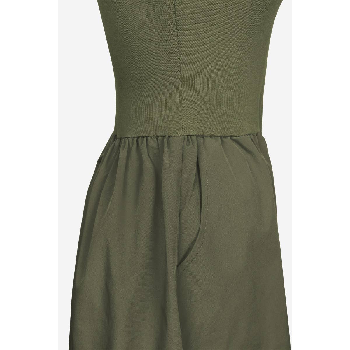 Olive Sleeveless Mock Neck Midi Dress - 137072