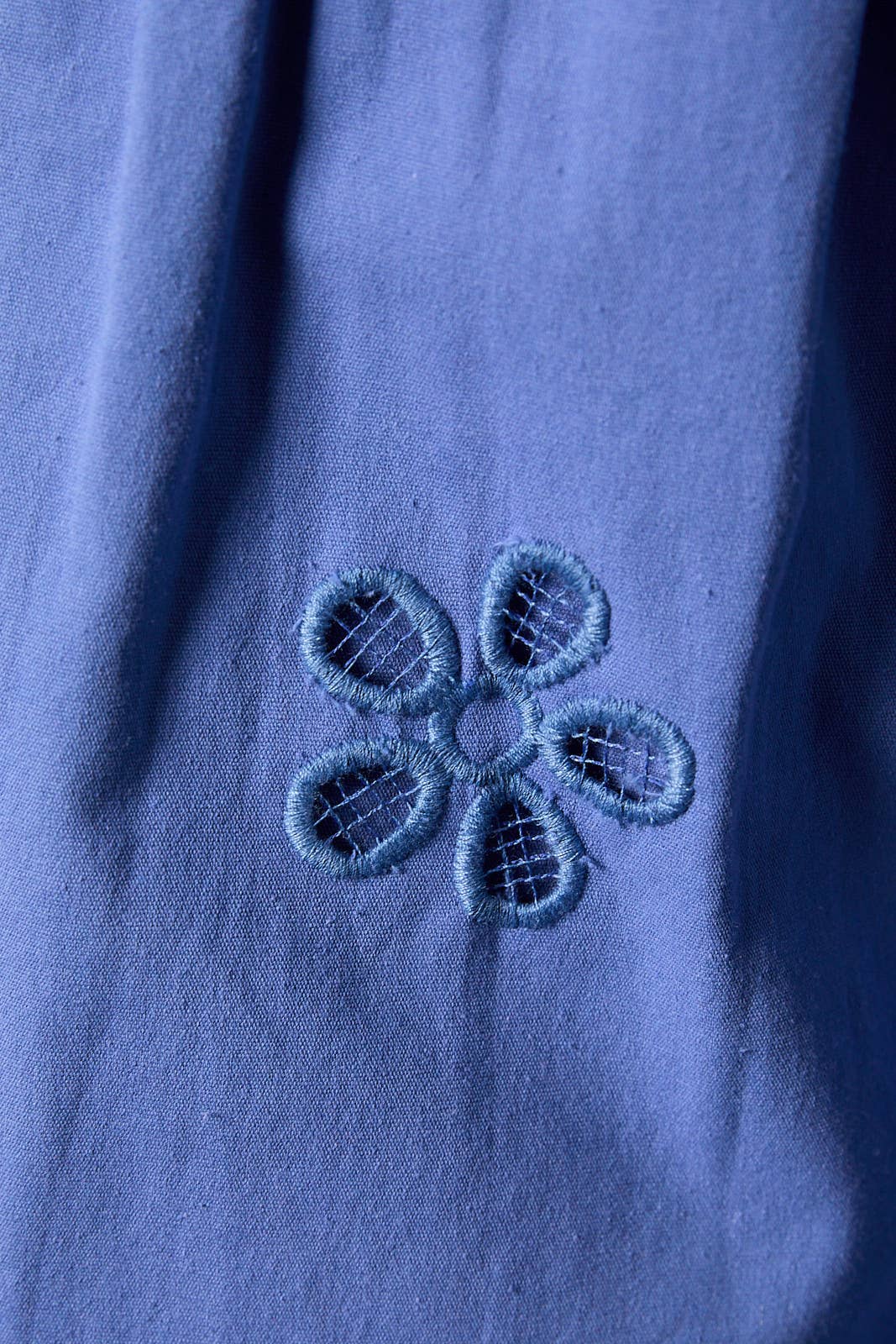 Blue Embroidered Eyelet Double Tiered Shorts-118102