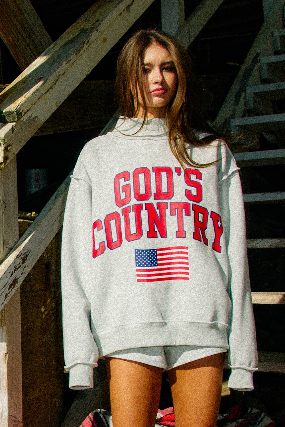 Heather Grey 'God's Country' Reversible 'American Dream' Sweatshirt - 100114