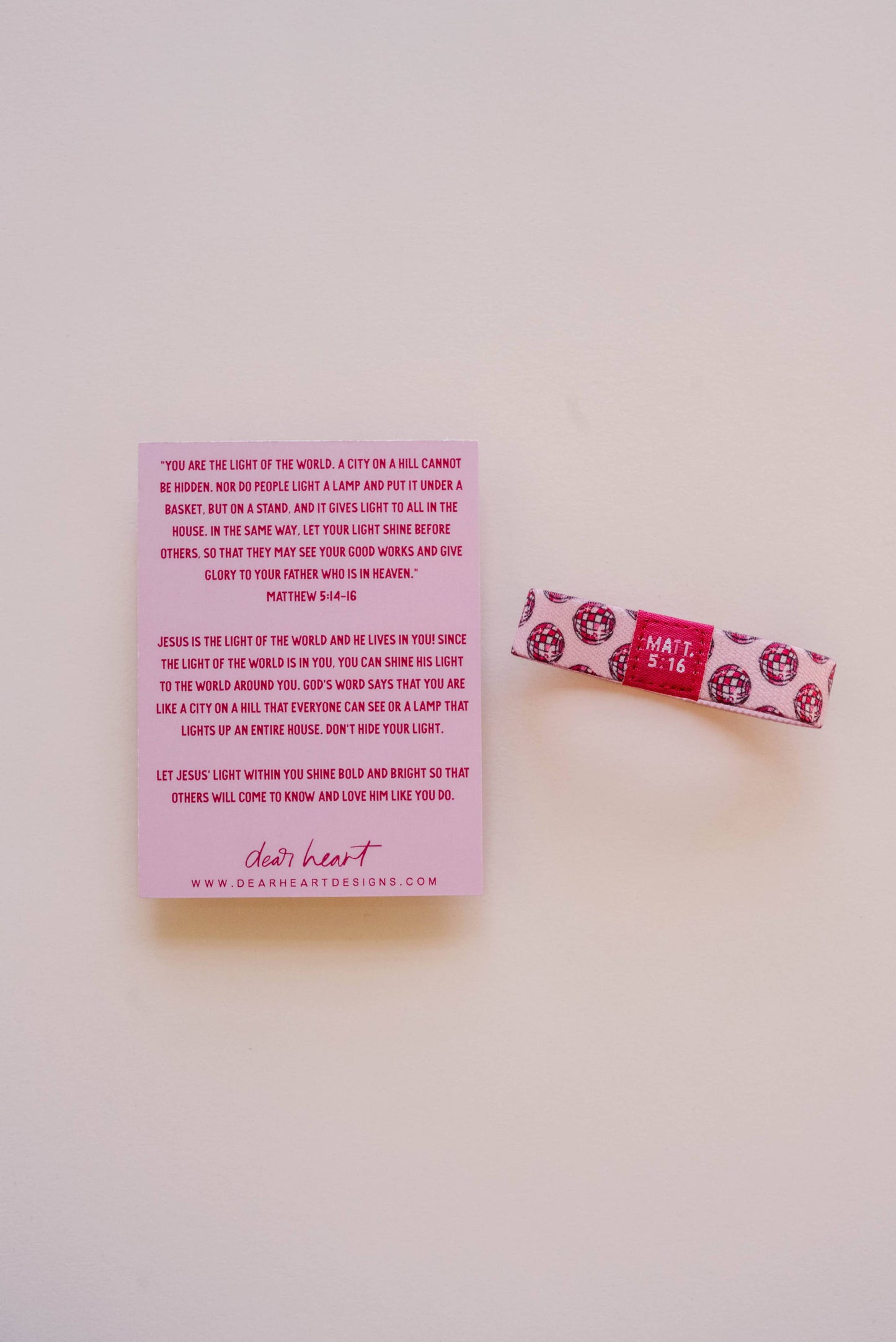 Pink Band "Let Your Light Shine" Kids Bracelet