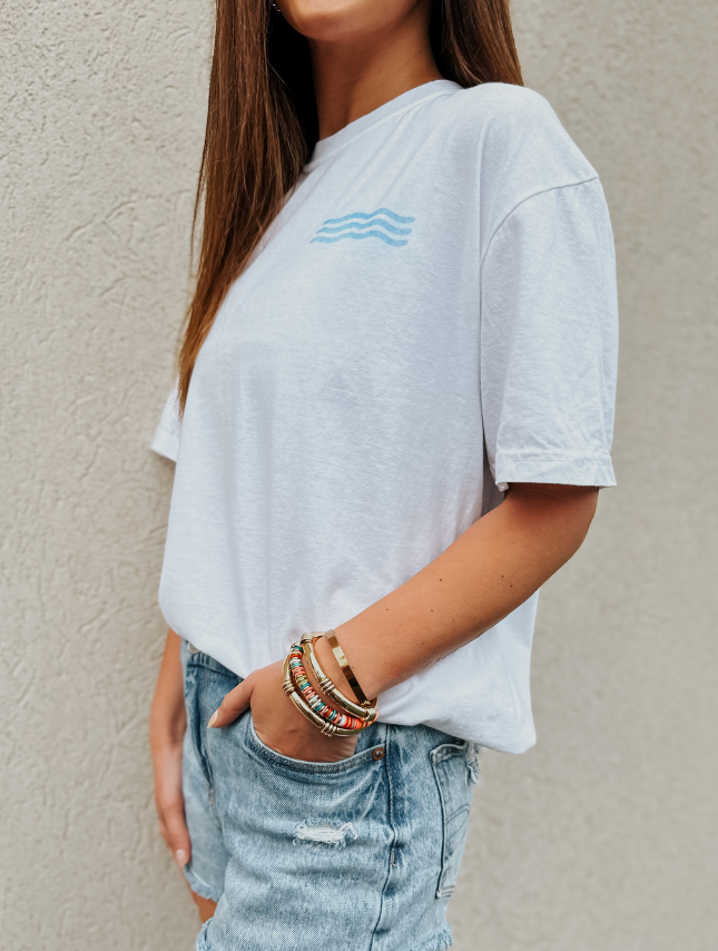 White 'Be Still' Wave  Inspirational Cotton Tee