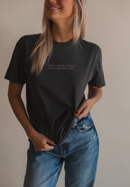 Can't Throw Stones Inspirational Tee- Charcoal