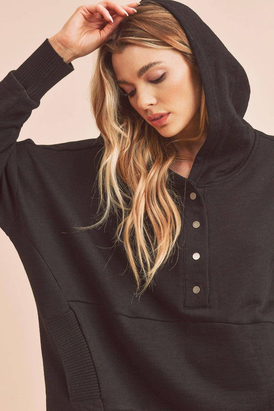Beige Vivi Hoodie Pullover with Front Pouch Pocket and Thumb Hole Cuffs