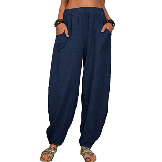 Navy Cotton Blend Harlan Pants- 131435