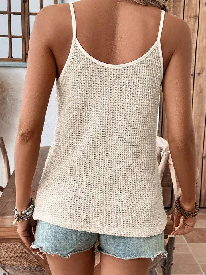 Off-White Knit w/ Scallop Trim V Neck Camisole-182603