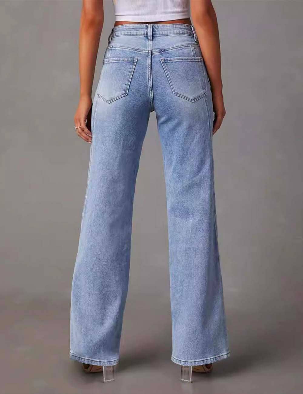Denim Blue Straight Leg Daily Jeans-131543