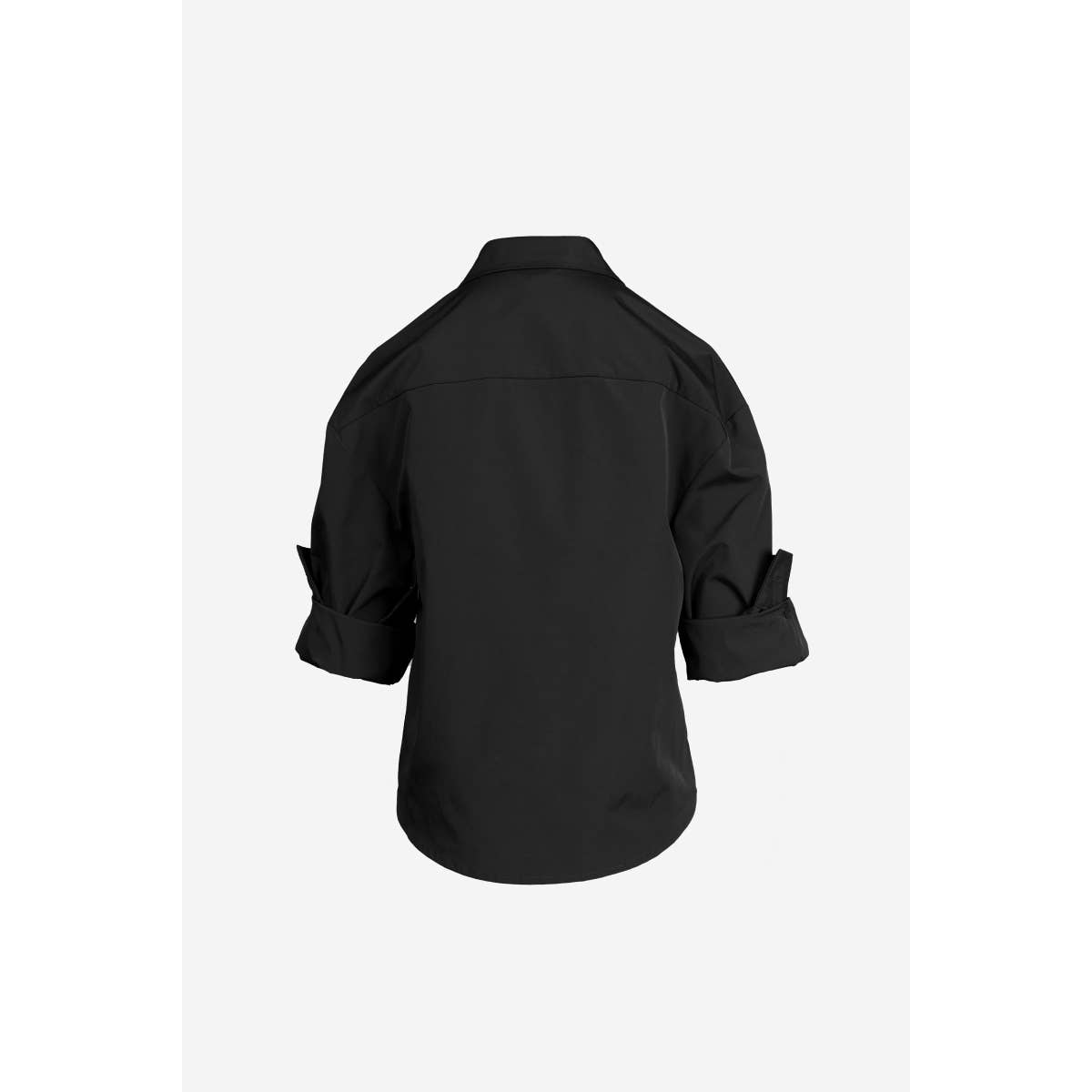 White Rolled Sleeve Button Up Blouse-147029