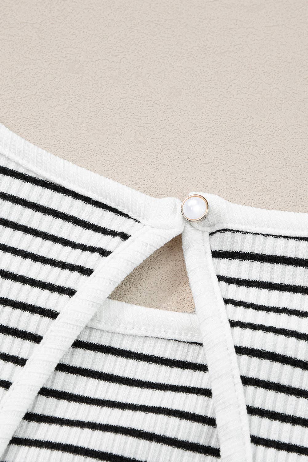 White and Black Striped Ribbed Tank- 182561