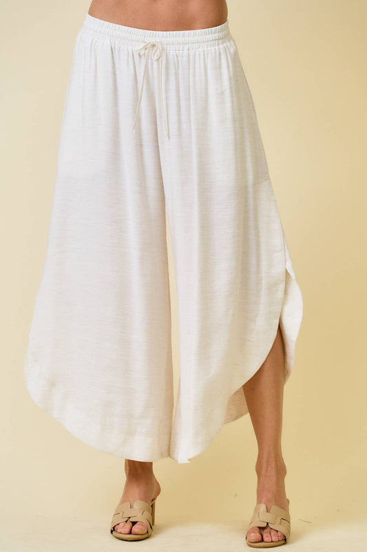 Natural Rounded Hem w/ Split Sides Pants- 138876