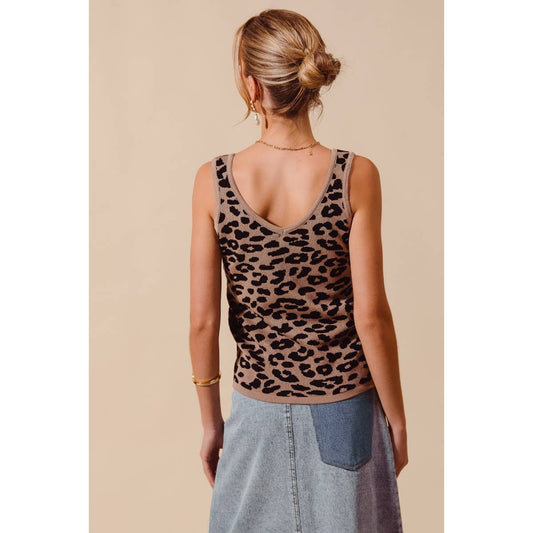 Leopard Oatmeal Knitted Lightweight Top-141101
