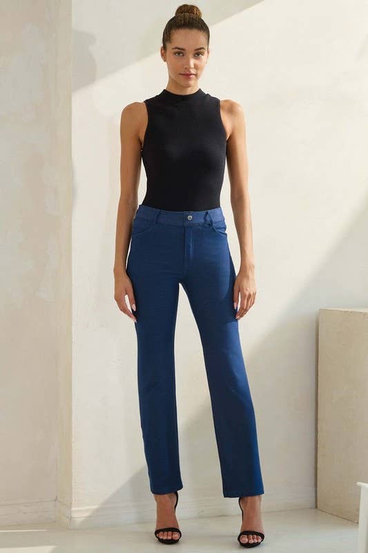 Denim Blue Classic Straight Leg Jeggings-138278