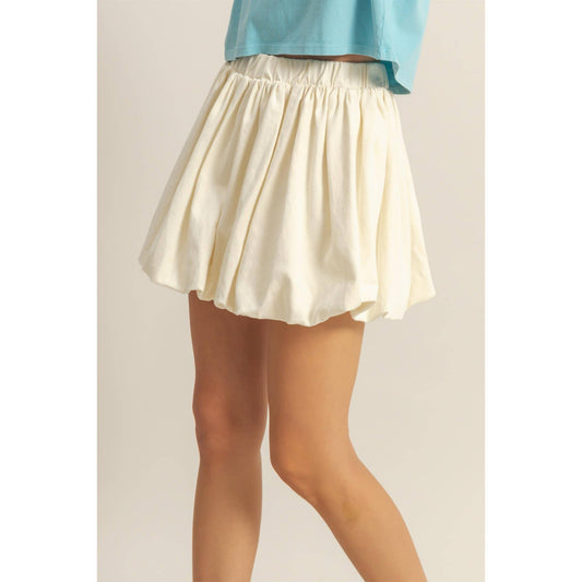 Trendy High Waist Woven Bubble Skirt: CREAM