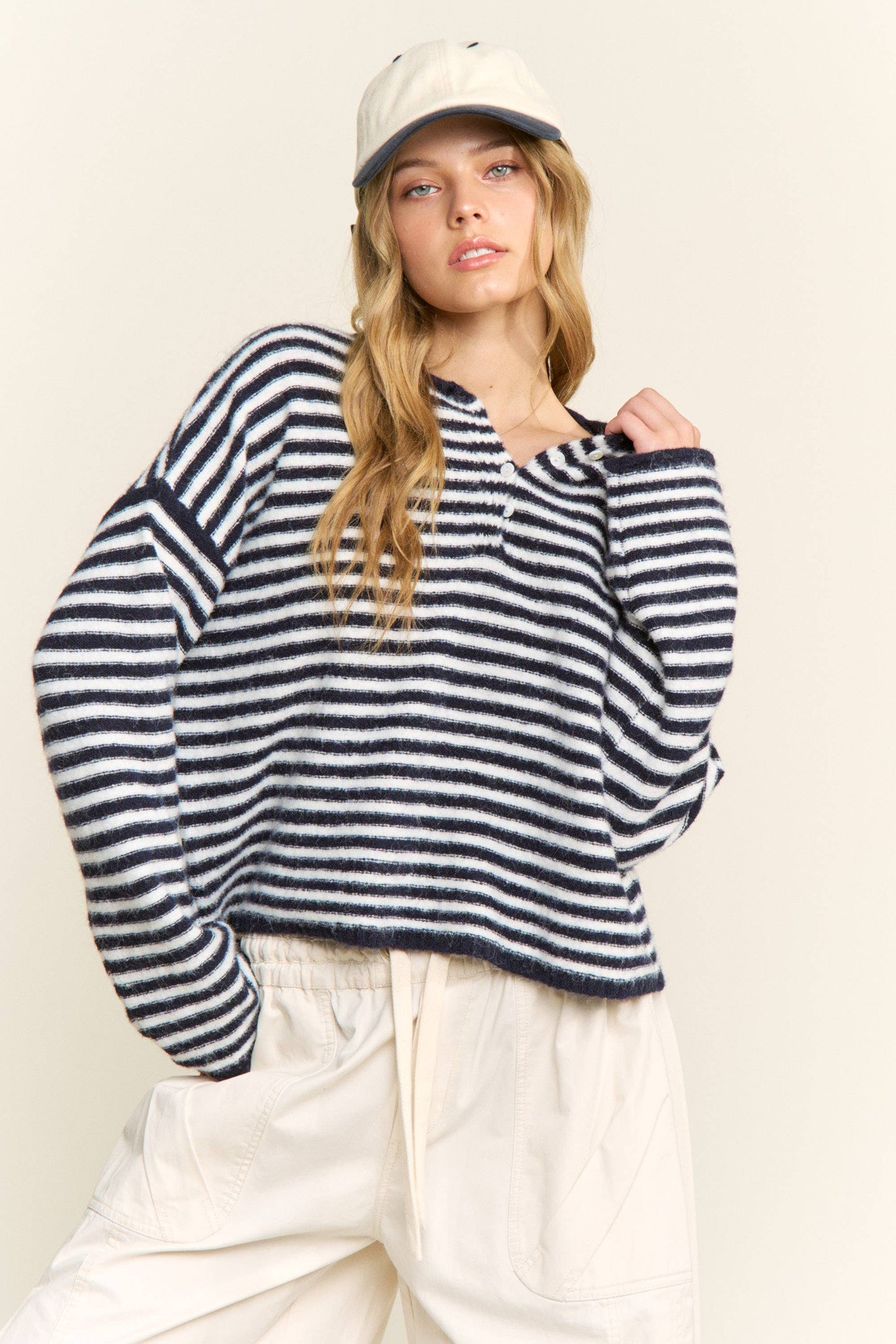 Navy Striped Pullover Sweater - 151132