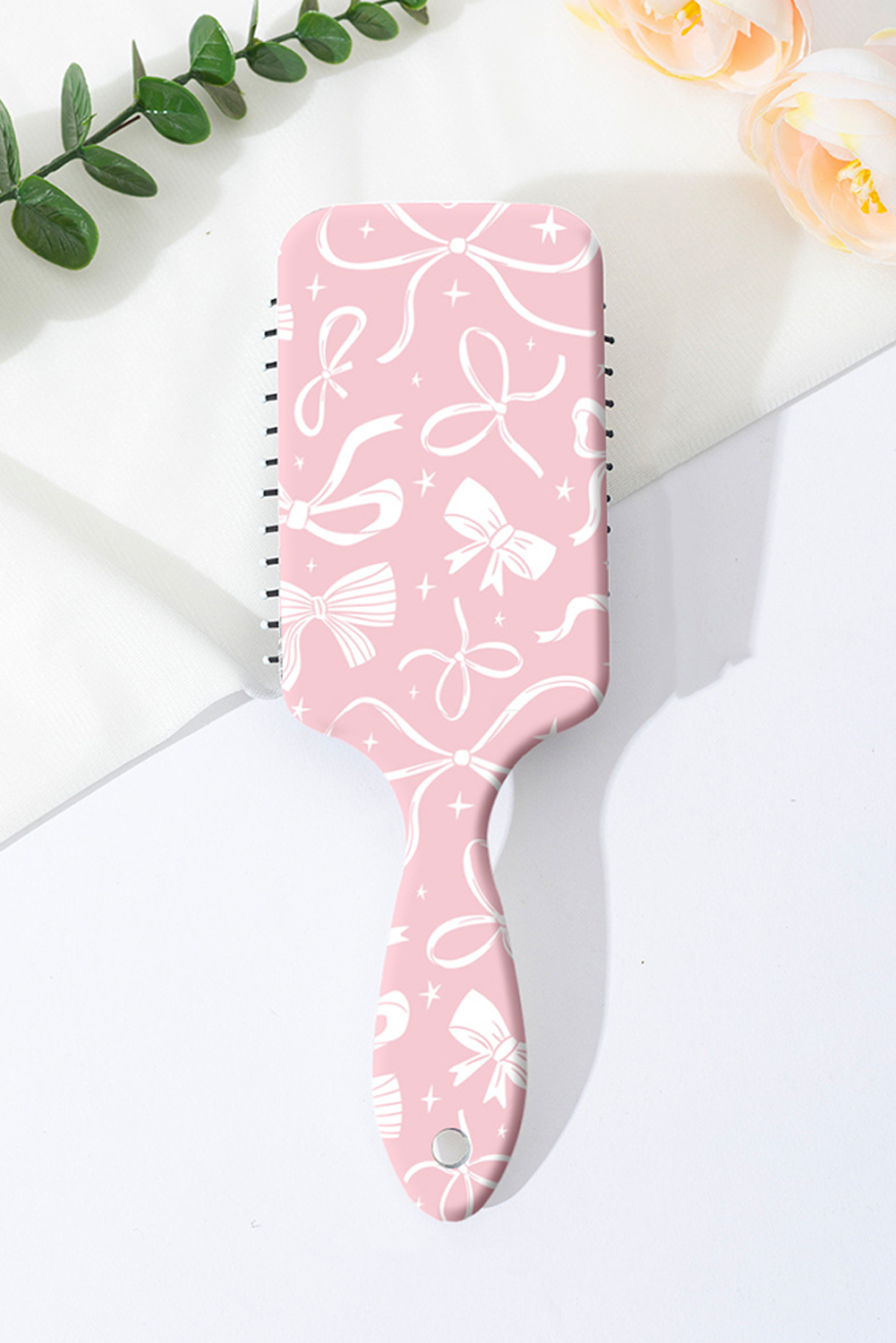 Pink Bow Print Paddle Anti-Static Air Cushion Hair Brush