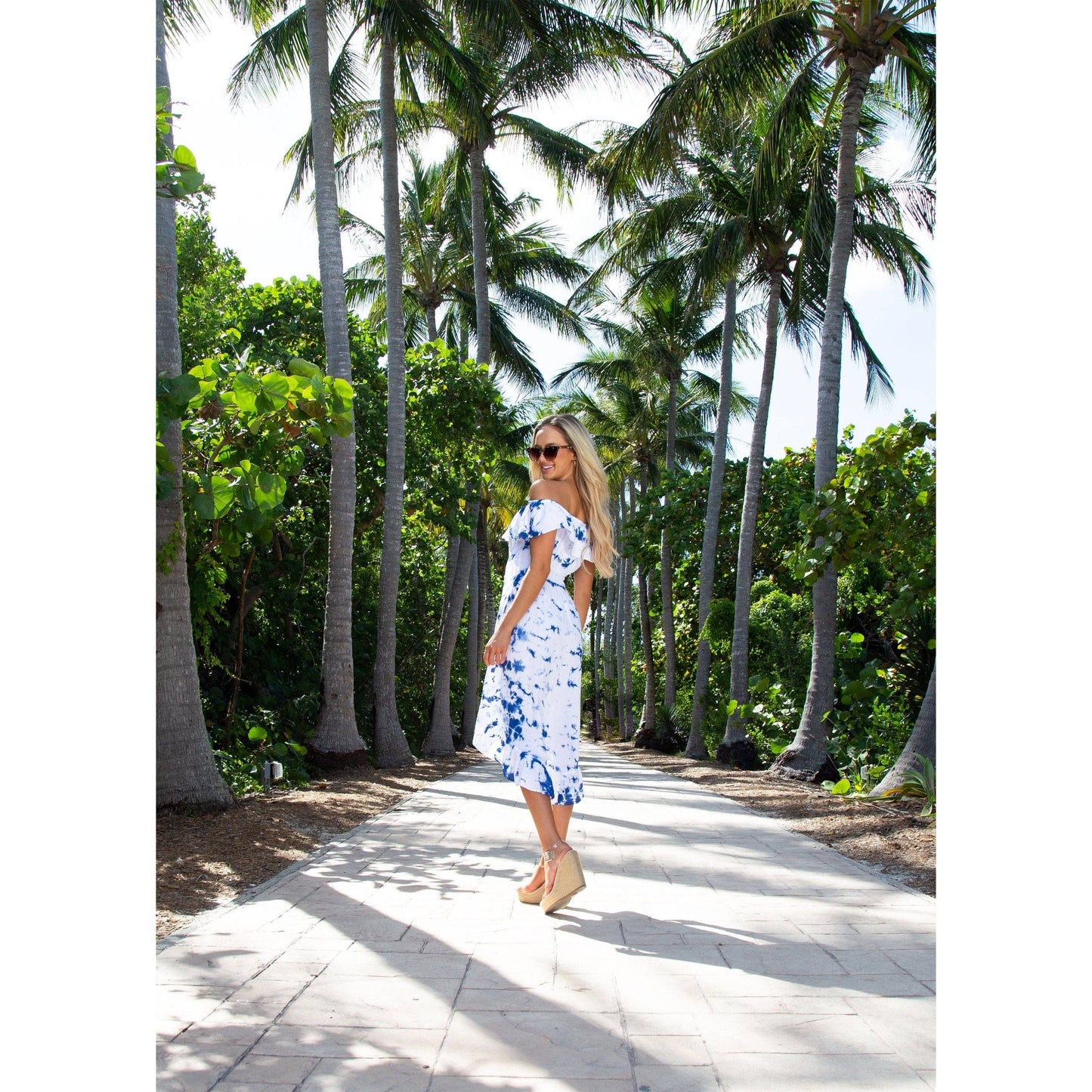 Tie Dye Blue and White Fringed Cotton Dress