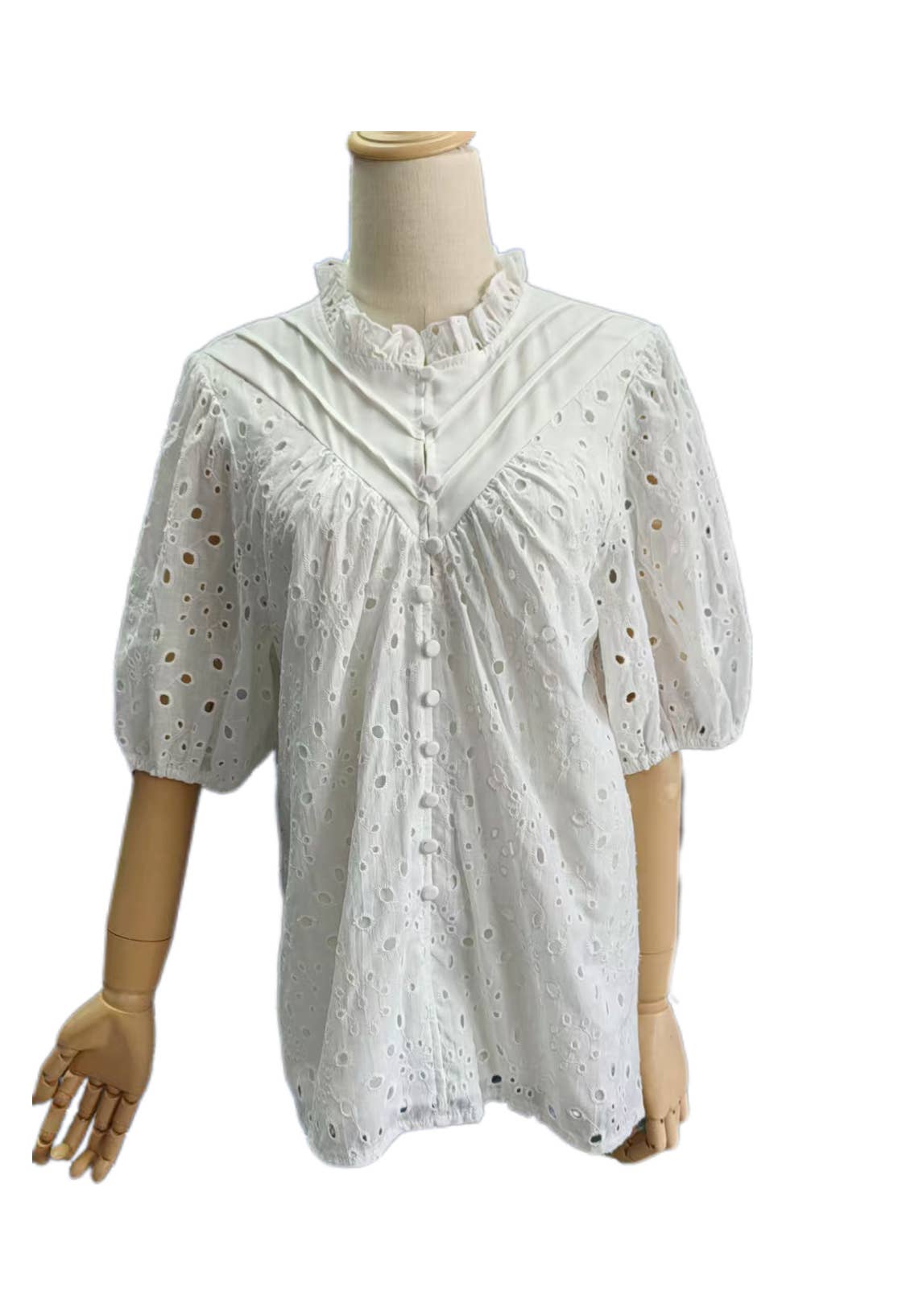 White Bohemia Lace Eyelet Blouse- 144373