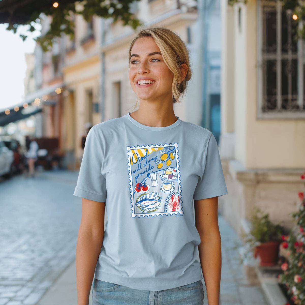 Chambray 'God Will Always Provide' Womens T-Shirt-105297
