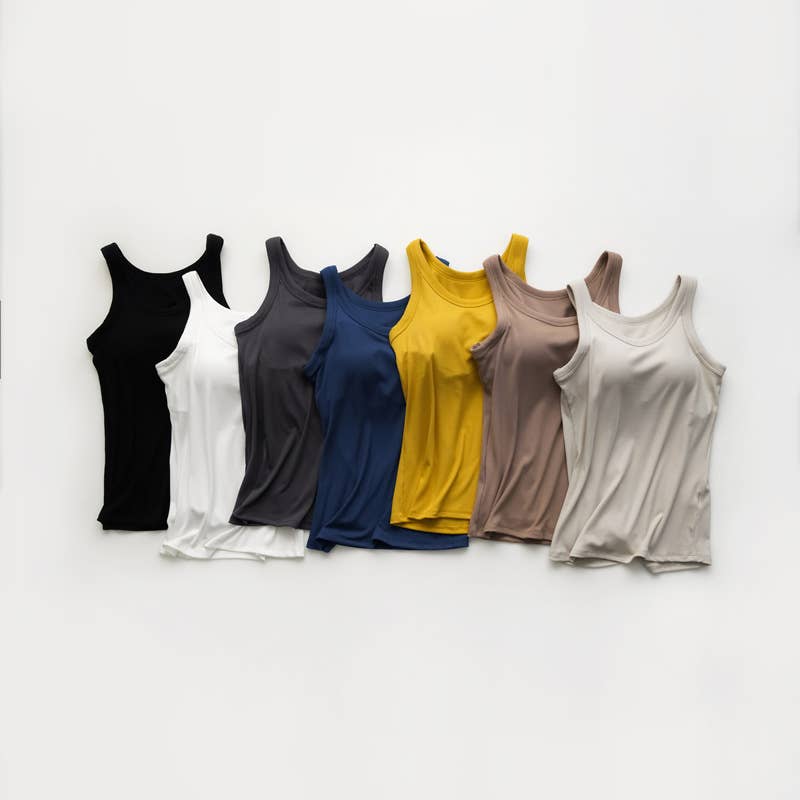Navy / Black / White The Essential  Ribbed Soft tank top w Built in Bra