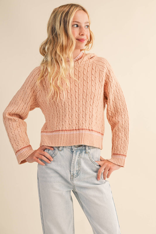 Soft Blush Tween Hooded Sweater-173120